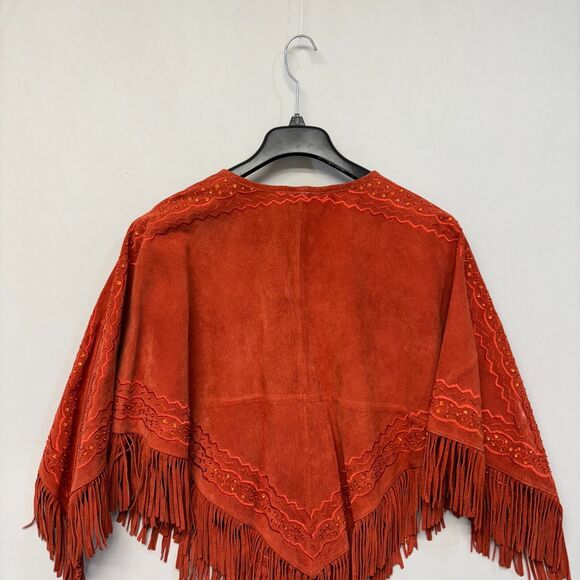 Vintage Newport News Suede Leather Poncho Western Cape SM Small Medium D052 -12 - Picture 13 of 16